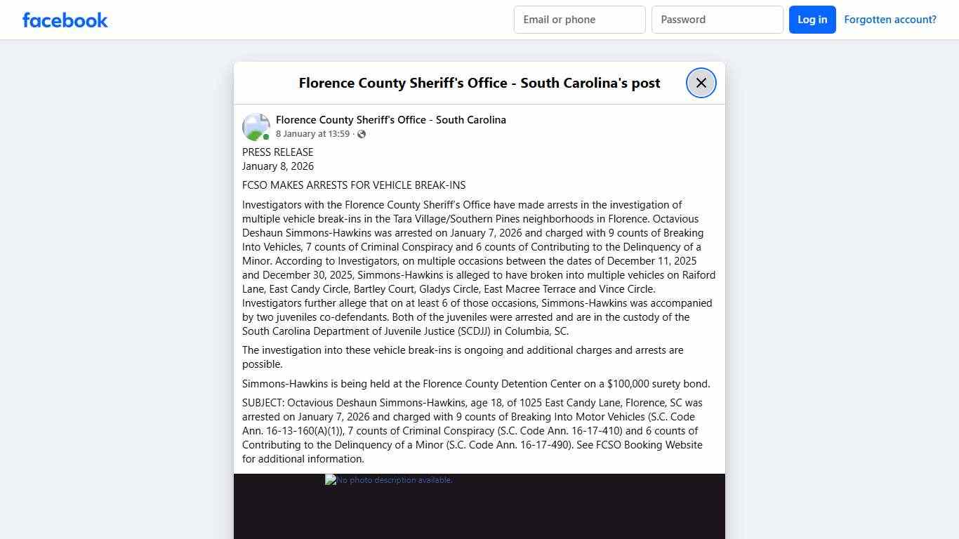 PRESS... - Florence County Sheriff's Office - South Carolina | Facebook